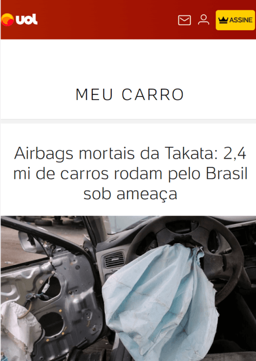 Noticia: 'Celta com airbag mortal não tinha recall e GM pode ser multada em R$ 10 mi'